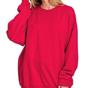Zenana Long Sleeve Long Sweatshirt